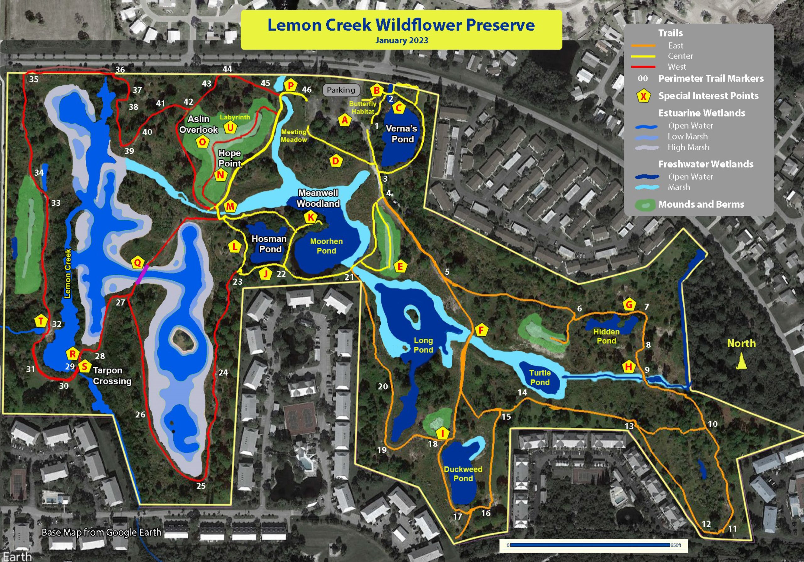 Lemon Creek Wildflower Preserve Trail Map Jan 2023